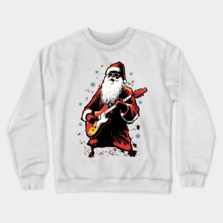 Christmas Guitar Gift Santa Claus Guitarist Funny Guitar Crewneck Sweatshirt